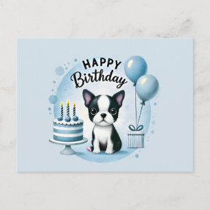ボストンテリアの誕生日投稿 - かわいい犬の挨 ポストカード