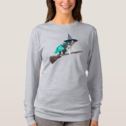 ボストンテリアの魔女 Tシャツ (正面)