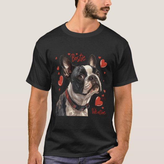 ボストンテリアは私のバレンタインキュートペット犬のオーナー Tシャツ (正面)