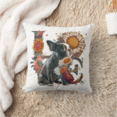 ボストンテリアひまわりワイルドフラワー製LOVE クッション (ブランケット)