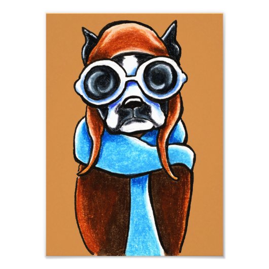 ボストンテリアアヴィエーターインクペンシルスケッチ フォトプリント            (正面)