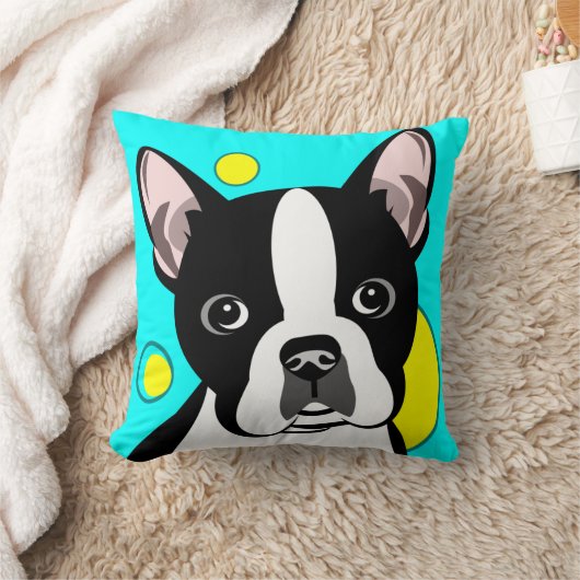 ボストンテリアアート クッション (ブランケット)