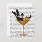 ボストンテリアインカクテルグラス2 ポストカード (正面/裏面)