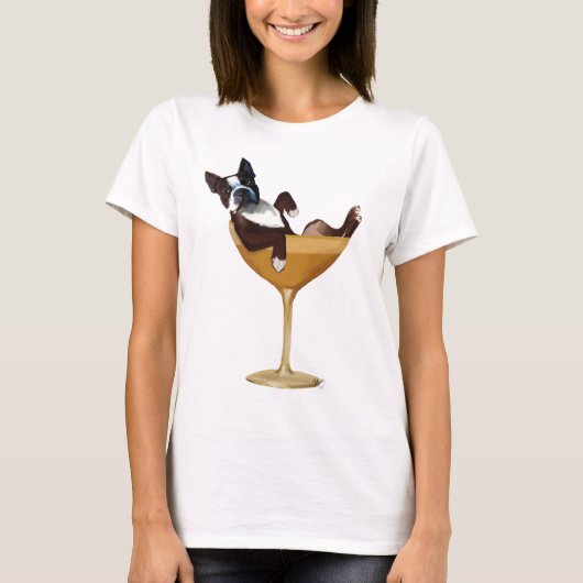 ボストンテリアインカクテルグラス Tシャツ (正面)