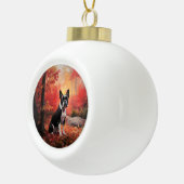 ボストンテリアイン紅葉秋インスパイア セラミックボールオーナメント (右)