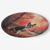 ボストンテリアイン紅葉秋インスパイア ペーパープレート (アングル)