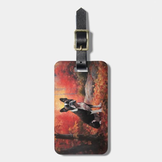 ボストンテリアイン紅葉秋インスパイア ラゲッジタグ (正面縦)