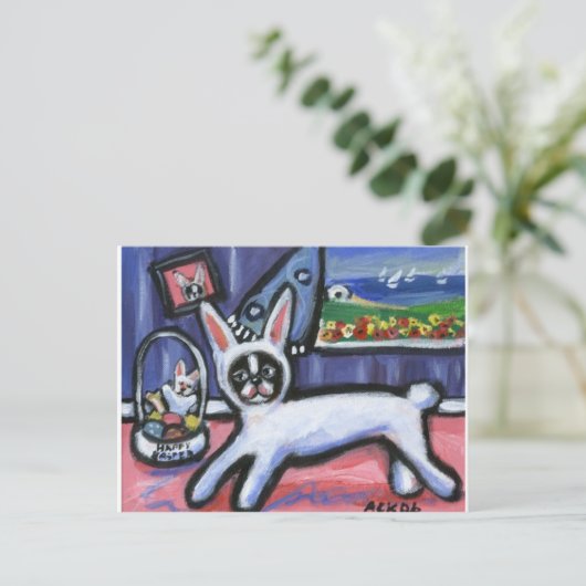 ボストンテリアイースターバニー シーズンポストカード (スタンド正面)