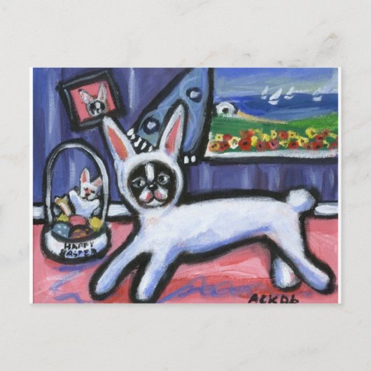 ボストンテリアイースターバニー シーズンポストカード (正面)