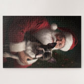 ボストンテリアウィズサンタクロースフェスティバルクリスマス ジグソーパズル (横)