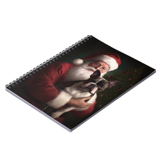 ボストンテリアウィズサンタクロースフェスティバルクリスマス ノートブック (左側)