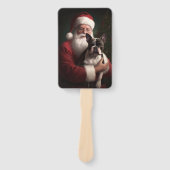 ボストンテリアウィズサンタクロースフェスティバルクリスマス ハンドファン (正面)