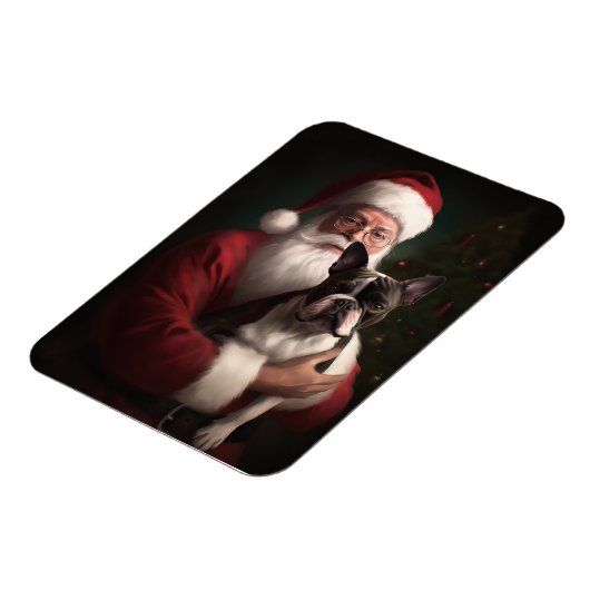 ボストンテリアウィズサンタクロースフェスティバルクリスマス マグネット (左側)