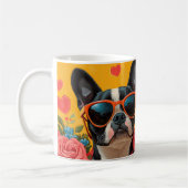 ボストンテリアウィズハートバラバレンタインデー コーヒーマグカップ (左)