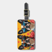 ボストンテリアウィズハートバラバレンタインデー ラゲッジタグ (正面縦)