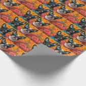 ボストンテリアウィズハートバラバレンタインデー ラッピングペーパー (角)