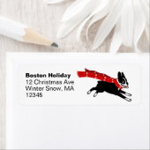 ボストンテリアウィンターホリデーカワイドッグクリスマス ラベル (インサイチュ)