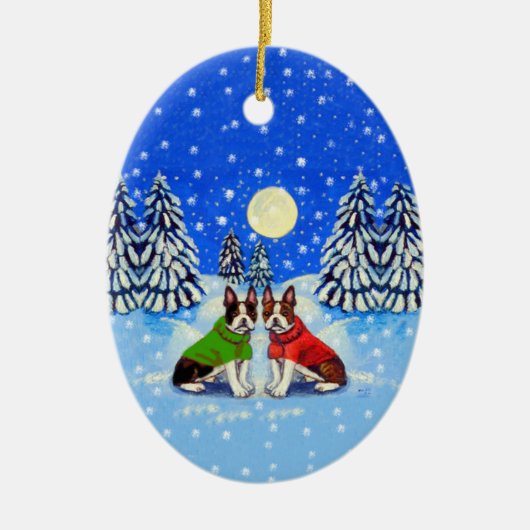 ボストンテリアオーバルオーナメント セラミックオーナメント (正面)