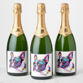 ボストンテリアカラフル スパークリングワインラベル (ボトル)