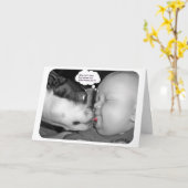 ボストンテリアキスをするーベビー カード (黄色い花)