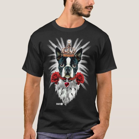 ボストンテリアキングクラウンフィッ王室のティング Tシャツ (正面)