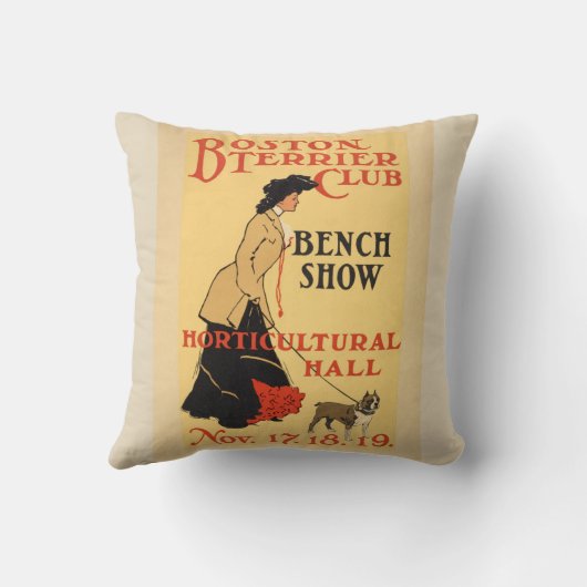 ボストンテリアクラブヴィンテージポスターイラストレーション クッション (裏面)