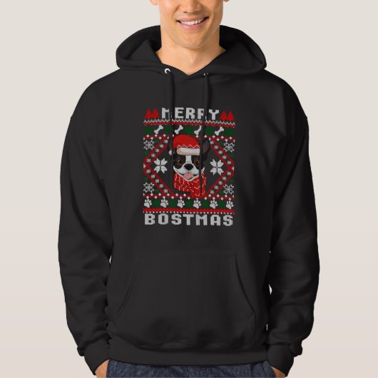 ボストンテリアクリスマスサンタウグリエ パーカ (正面)