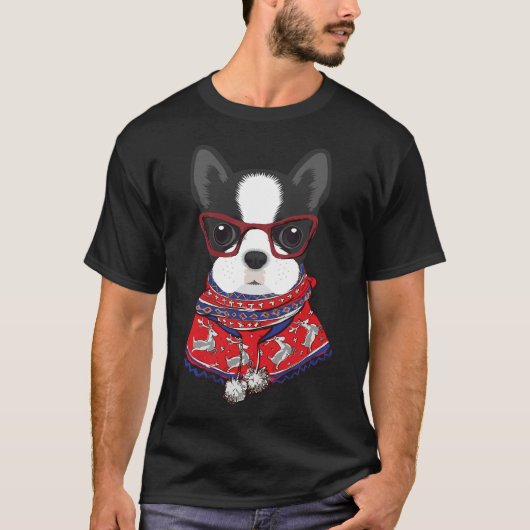 ボストンテリアクリスマスセーター Tシャツ (正面)