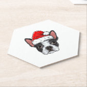 ボストンテリアクリスマスドッグサンタハットクリスマスボーイズK ペーパーコースター (アングル)