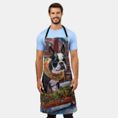 ボストンテリアクリスマスフェスティバルシーズン エプロン (着用した状態)