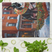 ボストンテリアクリスマスフェスティバルシーズン キッチンタオル (折り畳み)