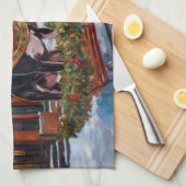 ボストンテリアクリスマスフェスティバルシーズン キッチンタオル (四つ折り)