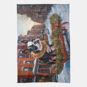 ボストンテリアクリスマスフェスティバルシーズン キッチンタオル (縦)