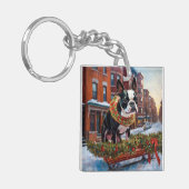 ボストンテリアクリスマスフェスティバルシーズン キーホルダー (正面左)