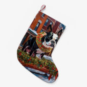 ボストンテリアクリスマスフェスティバルシーズン スモールクリスマスストッキング (正面 (吊り時))