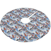 ボストンテリアクリスマスフェスティバルスノーシーン ブラッシュドポリエステルツリースカート (アングル)