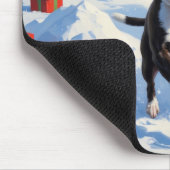 ボストンテリアクリスマスフェスティバルスノーシーン マウスパッド (コーナー)