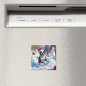 ボストンテリアクリスマスフェスティバルスノーシーン マグネット (インサイチュ (食洗機))