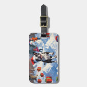 ボストンテリアクリスマスフェスティバルスノーシーン ラゲッジタグ (正面縦)