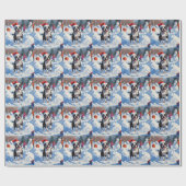 ボストンテリアクリスマスフェスティバルスノーシーン ラッピングペーパー (フラット)