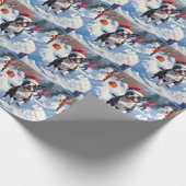 ボストンテリアクリスマスフェスティバルスノーシーン ラッピングペーパー (角)