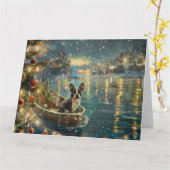 ボストンテリアクリスマスフェスティバル航海 カード (黄色い花)