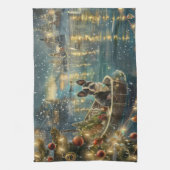ボストンテリアクリスマスフェスティバル航海 キッチンタオル (縦)