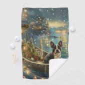 ボストンテリアクリスマスフェスティバル航海 ゴルフタオル (インサイチュ)