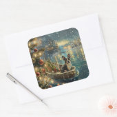 ボストンテリアクリスマスフェスティバル航海 スクエアシール (封筒)