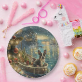 ボストンテリアクリスマスフェスティバル航海 ペーパープレート (パーティー)