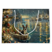 ボストンテリアクリスマスフェスティバル航海 ラージペーパーバッグ (正面)