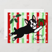 ボストンテリアクリスマス2マンガースノーフレーク シーズンポストカード (正面/裏面)