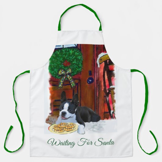ボストンテリアクリスマス エプロン (正面)