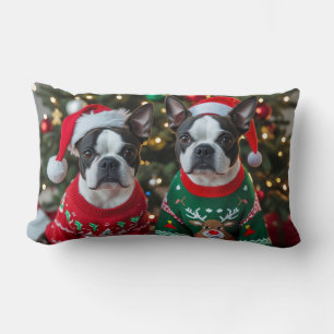 ボストンテリアクリスマス ランバークッション